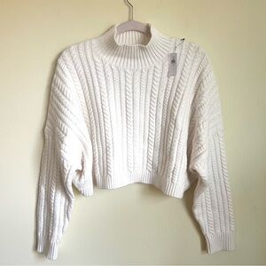 BR Cropped Cable Knit Sweater